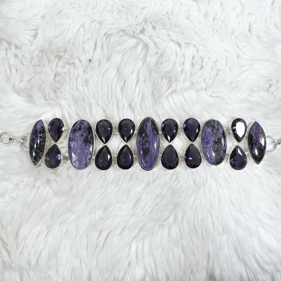 #Royalty Charoite 925 Large Gemstone Necklace & ONE Bracelet - Picture 7 of 13